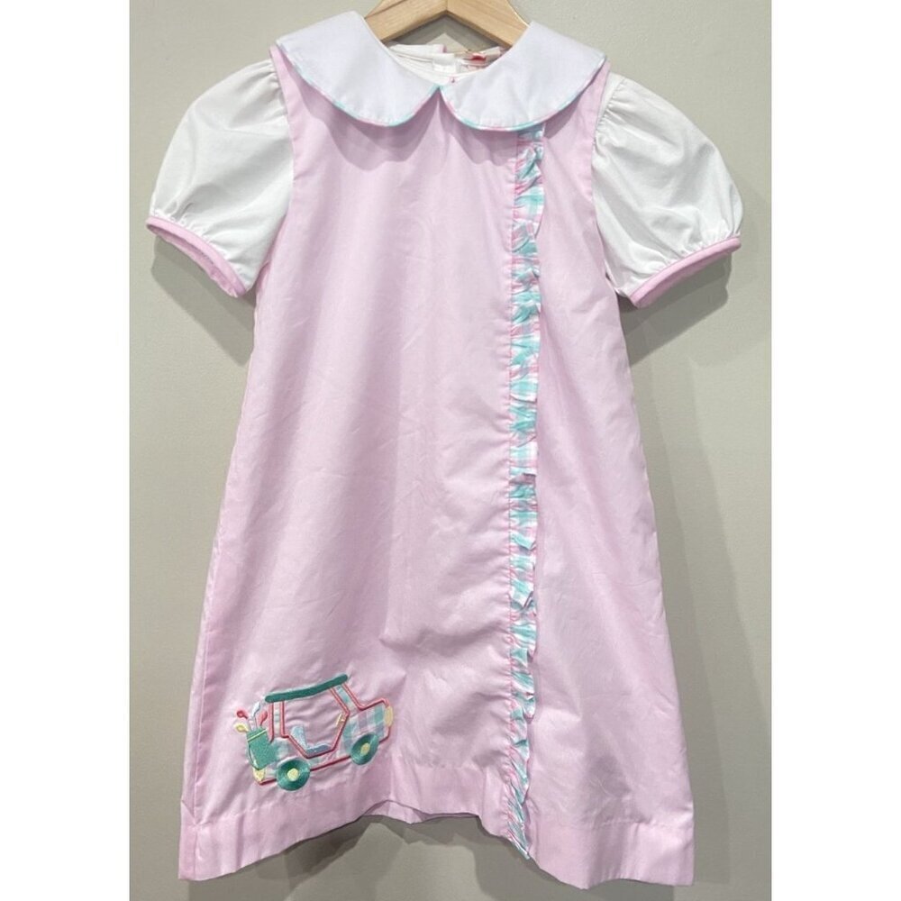 NWT Smockingbird Dress Polo Shirt Pink Green Golf Cart Size 8 New